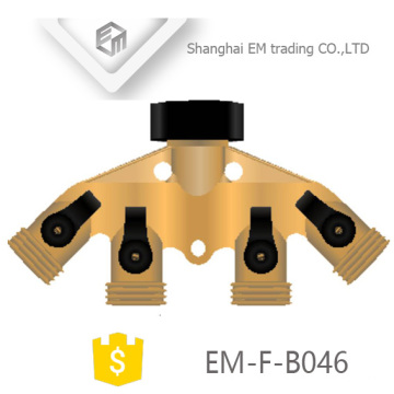 EM-F-B046 Brass 4 way manifold with Threaded outlets